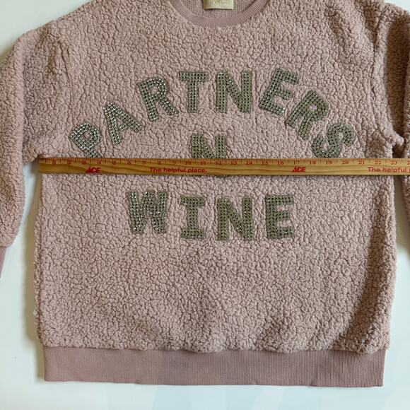Judith March Partner N Wine Sherpa Sweater Pullover XL EUC Rhinestone Bling - Picture 5 of 8